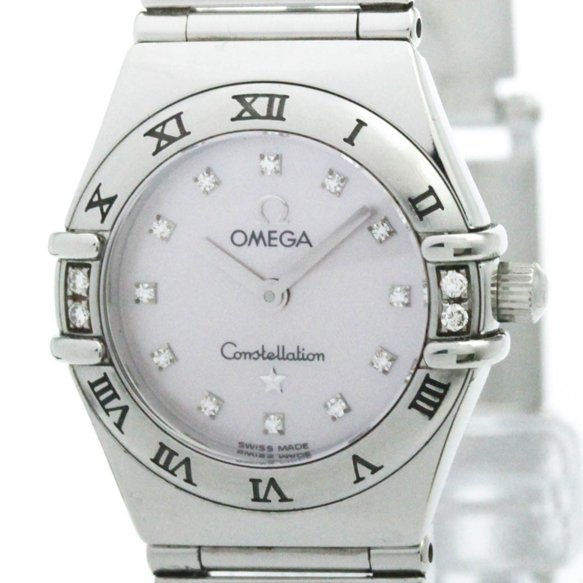 Omega Constellation Diamond Mop Dial Ladies Quartz Steel Watch 156766 Polished